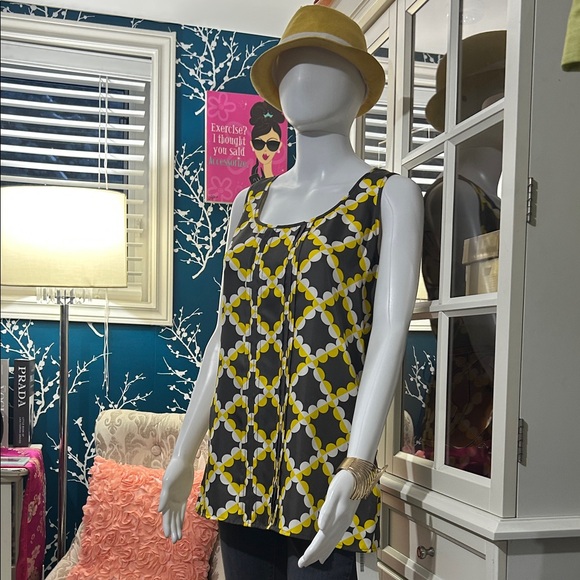 Tory Burch Yellow, grey, and white  Patterned Tank Top - Picture 4 of 16